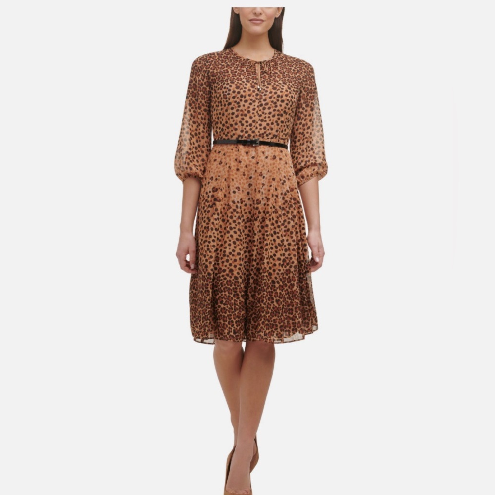 Tommy Hilfiger Women’s Lined Balloon Sleeve Fit and Flare Dress
